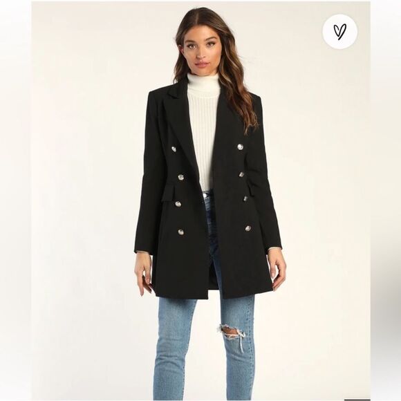 Lulu's Black Double Breasted Blazer / Dress - Picture 2 of 4